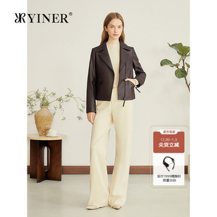 利落短款 法式 YINER音儿专选2025秋新款 机车皮衣夹克 绵羊真皮