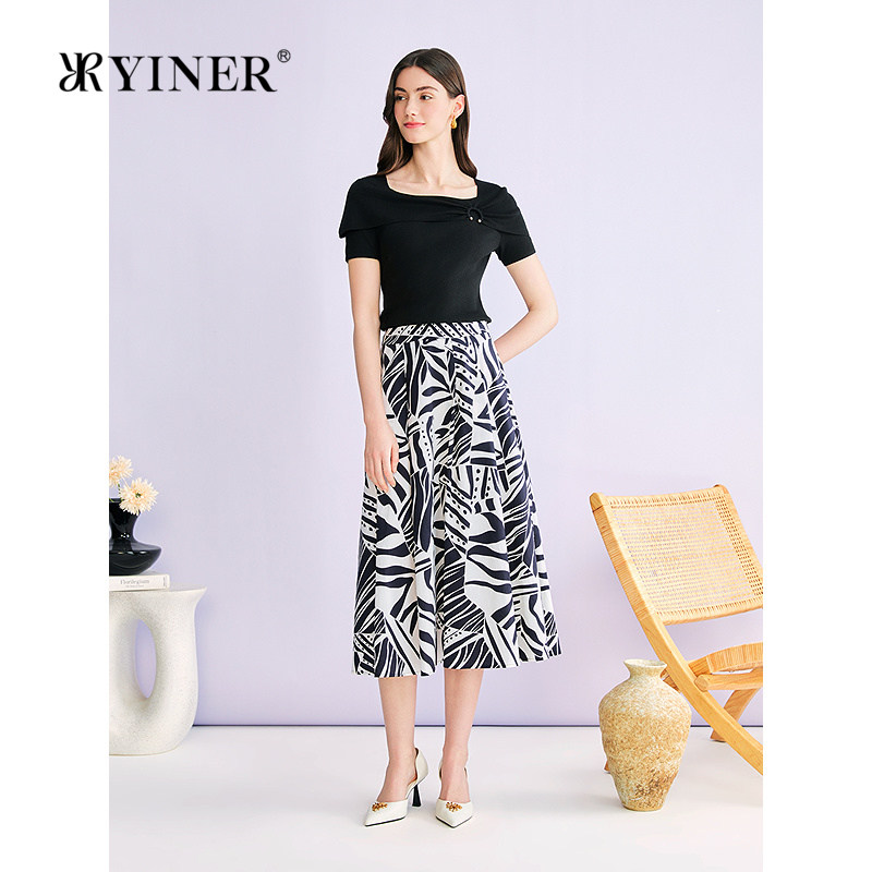 YINER音儿专选2026夏季新款时尚钉珠装饰船领披肩细闪肌理针
