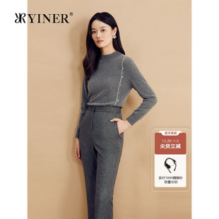 格雷系金属扣饰桑蚕丝羊绒混纺针织衫 法式 套头 冬季 YINER音儿女装