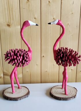 手工制作松果火烈鸟摆件家居装饰品创意礼物送朋友闺蜜生日礼物