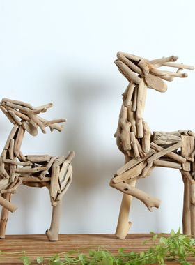 美式风麋鹿橱窗道具木质工艺品