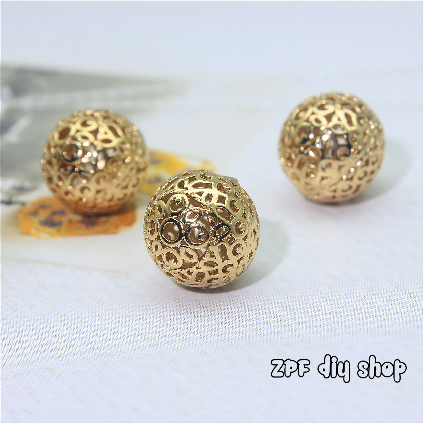饰品diy配件k金配件1mm大金球金珠隔珠镂空镀金圆珠