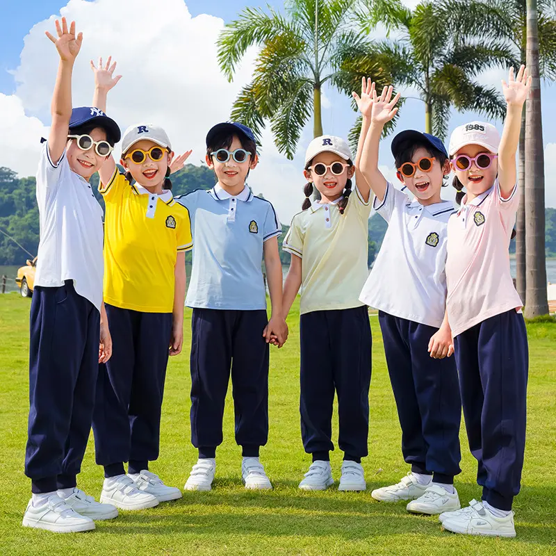 幼儿园园服春夏儿童棉T桖套装运动学院风校服班服小学