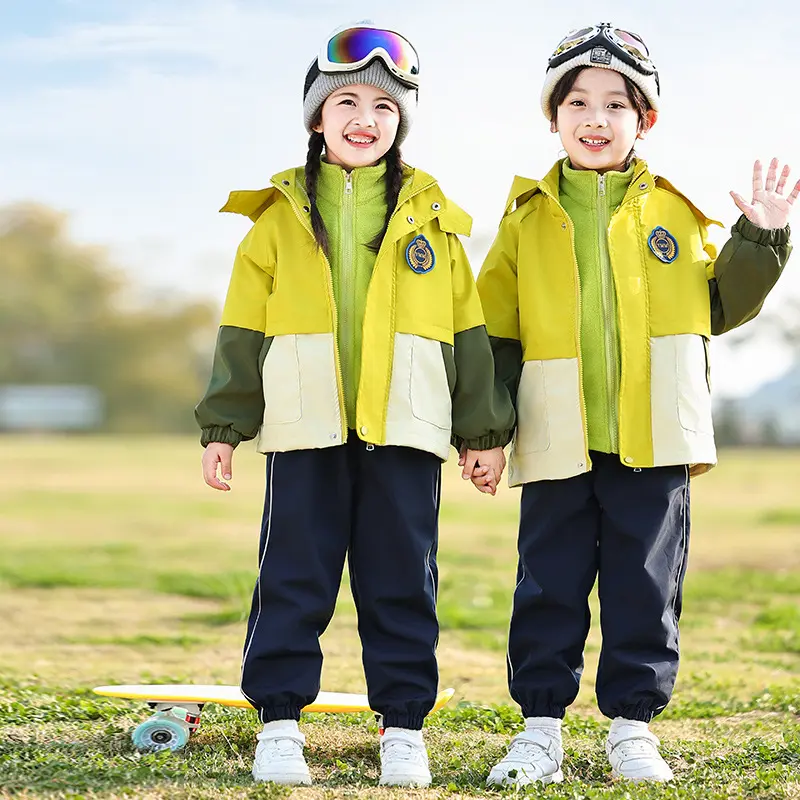 幼儿园园服小学生秋冬可拆卸冲锋衣校服儿童三合一班服防风三件套