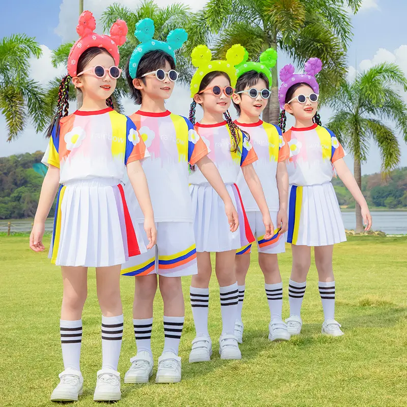 学生夏季国潮运动套装幼儿园园服休闲风夏款两件套班服毕业表演服