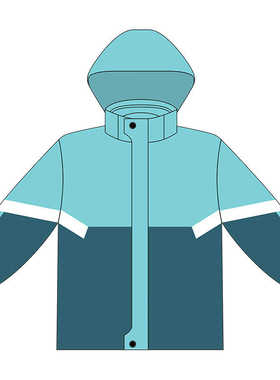 QLX308中小学生冬季加厚防水可拆卸内胆绿色拼接浅兰色冲锋衣