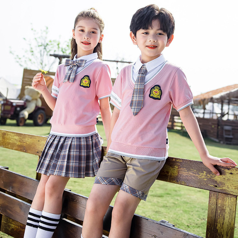 幼儿园园服夏装学院短袖套装英伦儿童班服运动服装小学生校服夏季