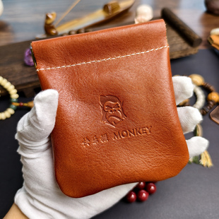 快乐猴文玩牛皮收纳包核桃专用大容量收纳袋高端随身皮便携手串包