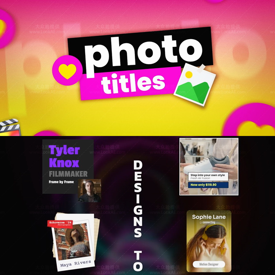 FCPX插件-30种创意小标签照片文字展示介绍动画