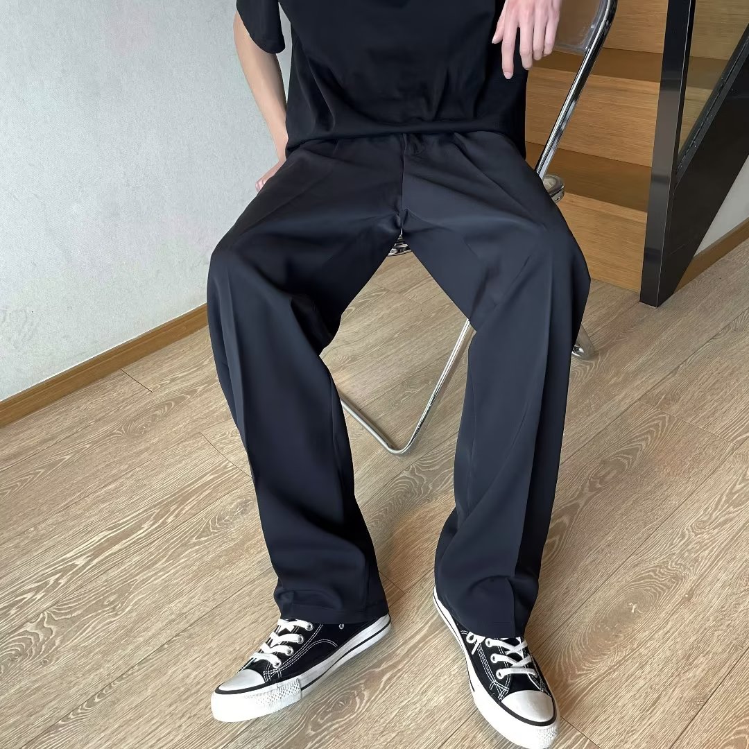 2025夏季新款免烫包边半松紧冰丝垂感男士休闲裤西裤K458P40,男装西裤,星座1108-1