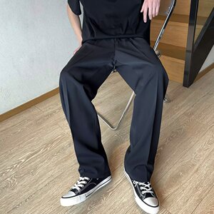 2025夏季新款免烫包边半松紧冰丝垂感男士休闲裤西裤 K458 P40图片