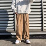 2025春新款简约男ins港风宽松直筒阔腿裤灯芯绒裤子长裤K532P30，男装休闲裤，星座1108-1