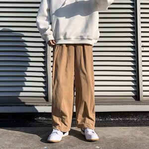 2025春新款简约男ins港风宽松直筒阔腿裤灯芯绒裤子长裤 K532 P30图片