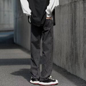 2025新款美式高街男直筒港风宽松水洗牛仔裤K308P35