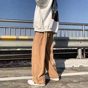 2025春男宽松直筒阔腿裤港风高街灯笼长裤灯芯绒裤子 K532 P30图片