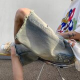 2025夏季新款男士破洞直筒五分短裤DK6603P40，男装牛仔裤，星座1108-1
