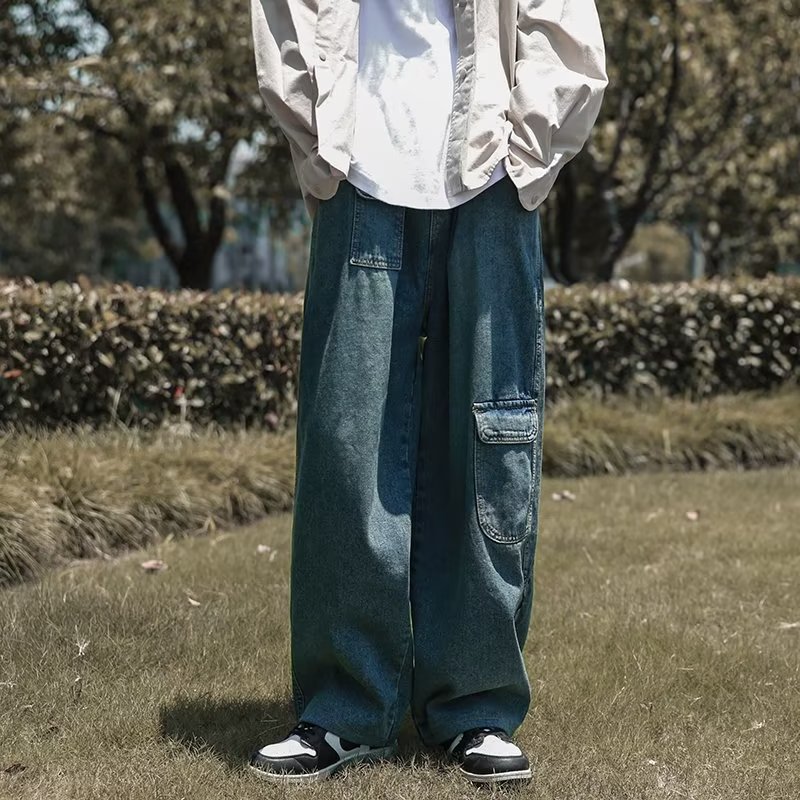 2025春季宽松阔腿灯笼裤日系复古直筒休闲水洗牛仔裤男 K3121 P50图片