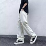 2025夏季新款男士直筒破洞牛仔裤休闲男士长裤K2223P40，男装牛仔裤，星座1108-1