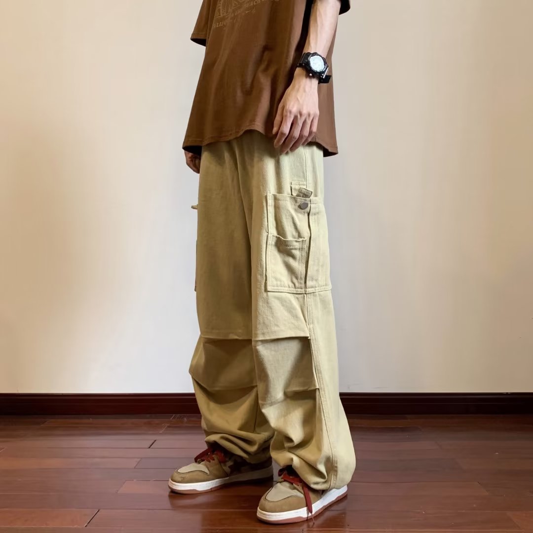 2025夏季新款纯棉工装裤纯色直筒长裤休闲裤男K8827P65,男装工装外套,星座1108-1