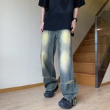 2025新款复古破洞牛仔裤男嘻哈hiphop宽松直筒长裤NZ19559，男装牛仔裤，星座1108-1