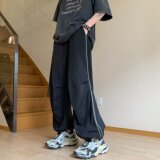 2023束脚阔腿裤男大码宽松夏季薄款休闲侧边条纹运动裤K16P40，女装休闲裤，星座1108-1