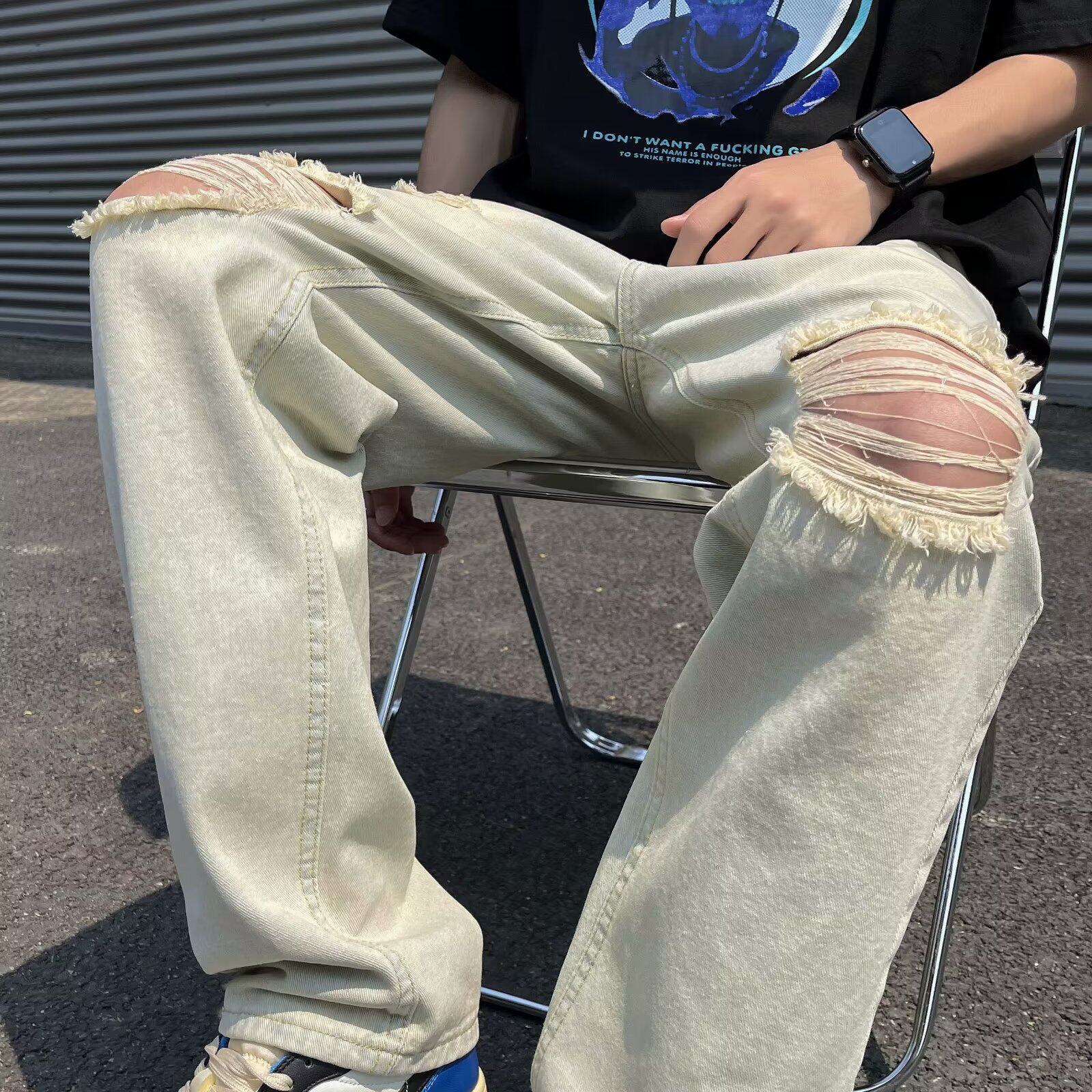 2025夏季新款男士破洞牛仔裤K1613P40，男装牛仔裤，星座1108-1