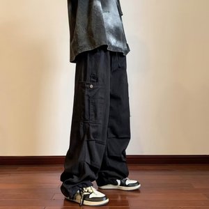 2025夏季新款纯棉工装裤纯色直筒长裤休闲裤男 K8827 P65图片