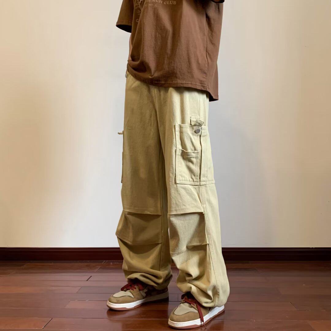 2025夏季新款纯棉工装裤纯色直筒长裤休闲裤男K8827P65,男装工装外套,星座1108-1