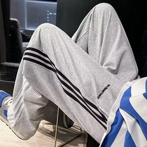 2025新款潮流裤子男潮牌条纹运动裤宽松直筒长裤休闲裤 K109 P30图片
