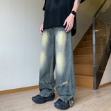 2025新款复古破洞牛仔裤男嘻哈hiphop宽松直筒长裤NZ19559，男装牛仔裤，星座1108-1
