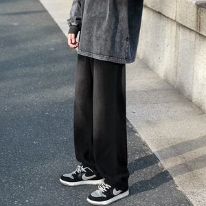 2025春新款宽松水洗阔腿老爹裤渐变直筒牛仔裤男长裤 K1081 P40图片