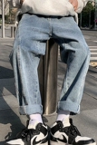 2025春季潮牌男裤潮流ins阔腿裤设计感小众宽松牛仔裤K808P45，男装牛仔裤，星座1108-1