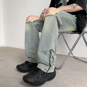 2025夏季新款男士直筒破洞牛仔裤 K3008 P50图片