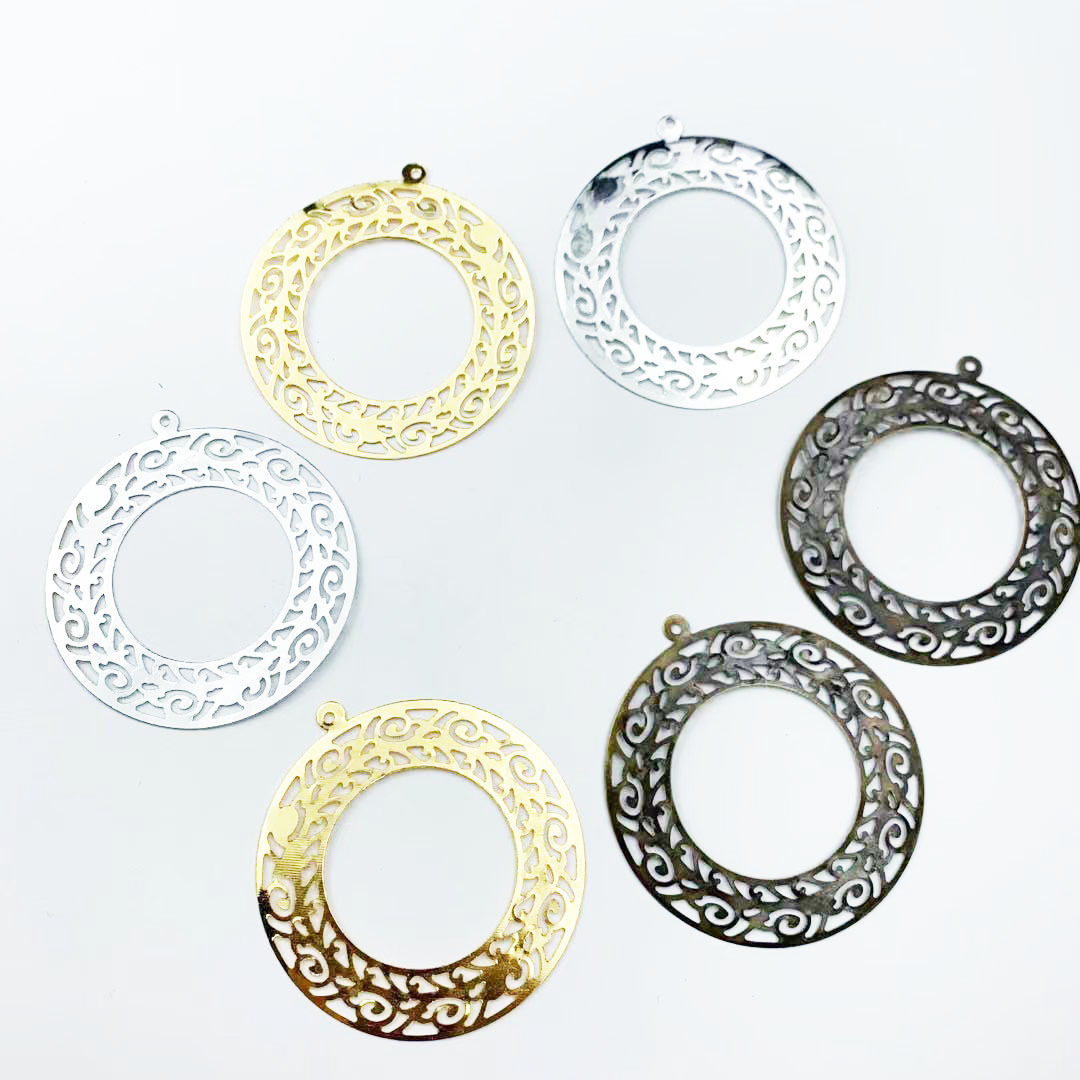 diy饰品配件55mm龙纹圆环片有吊圆形大花片中式婚礼造型饰品材料