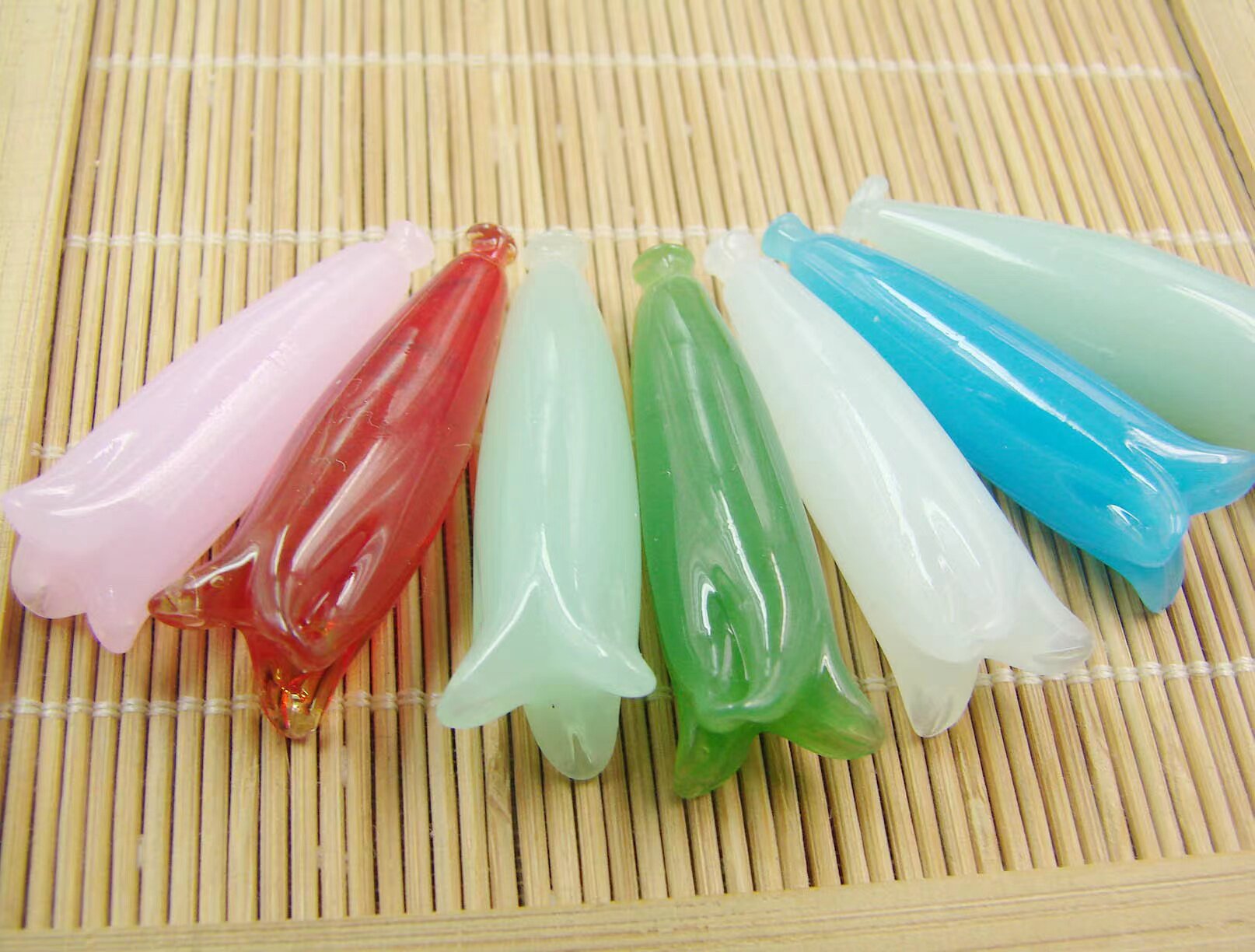 diy饰品配件38mm古法琉璃料器木兰花簪 步步惊心同款簪头仿玉簪