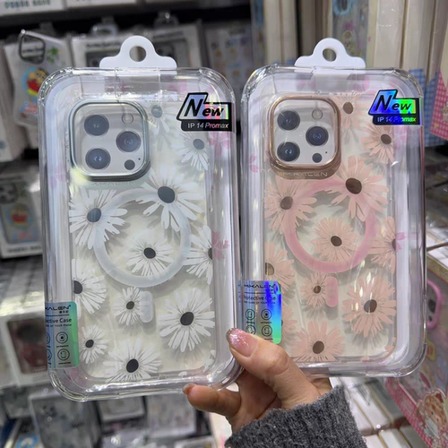 米卡伦/Mikalen正品苹果16系列花朵手机壳磁吸iPhone16Pro防摔手机壳iPhone15电镀花朵雏菊女生手机壳