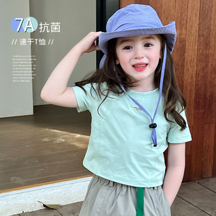 梔了成長記童裝 速干T恤夏季 兒童女寶寶短款 上衣 女童百搭圓領短袖