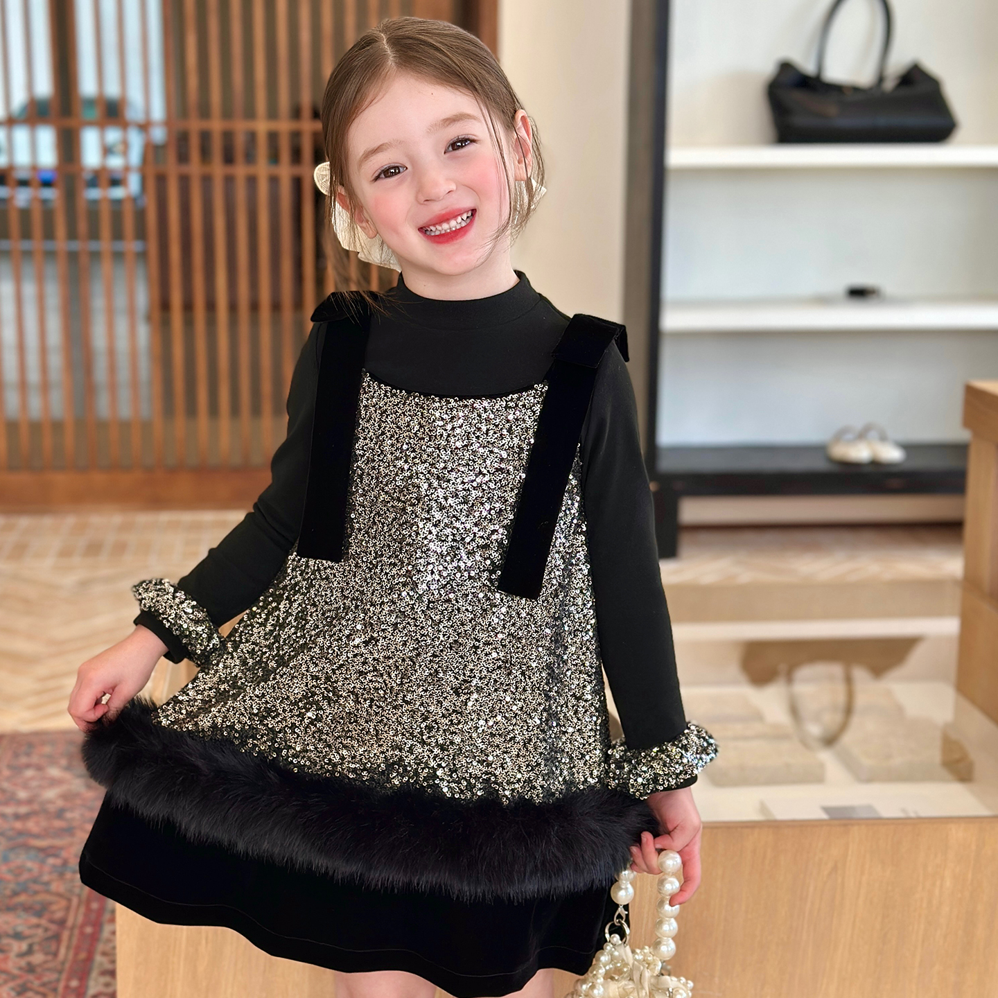 栀了成长记女童冬季加绒连衣裙