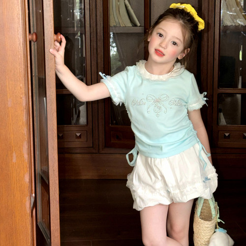 栀了成长记女童夏季韩版短袖上衣