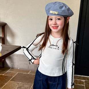 新款 栀了成长记女童装 T恤秋季 甜酷修身 儿童宝宝百搭休闲上衣 韩版