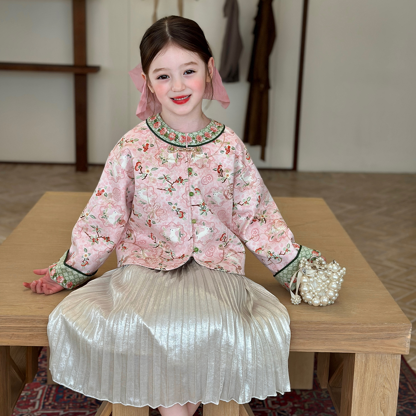 栀了成长记女童新中式刺绣外套