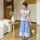 2026儿童荷叶边上衣 T恤夏季 栀了成长记童装 女童田园风印花小飞袖