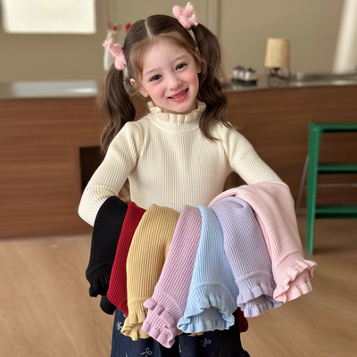 栀了成长记女童坑条针织打底衫