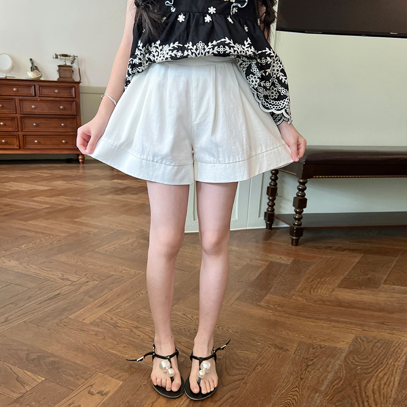 栀了成长记童装女童百搭韩版白色短裤夏装新款儿童薄款全棉裤子