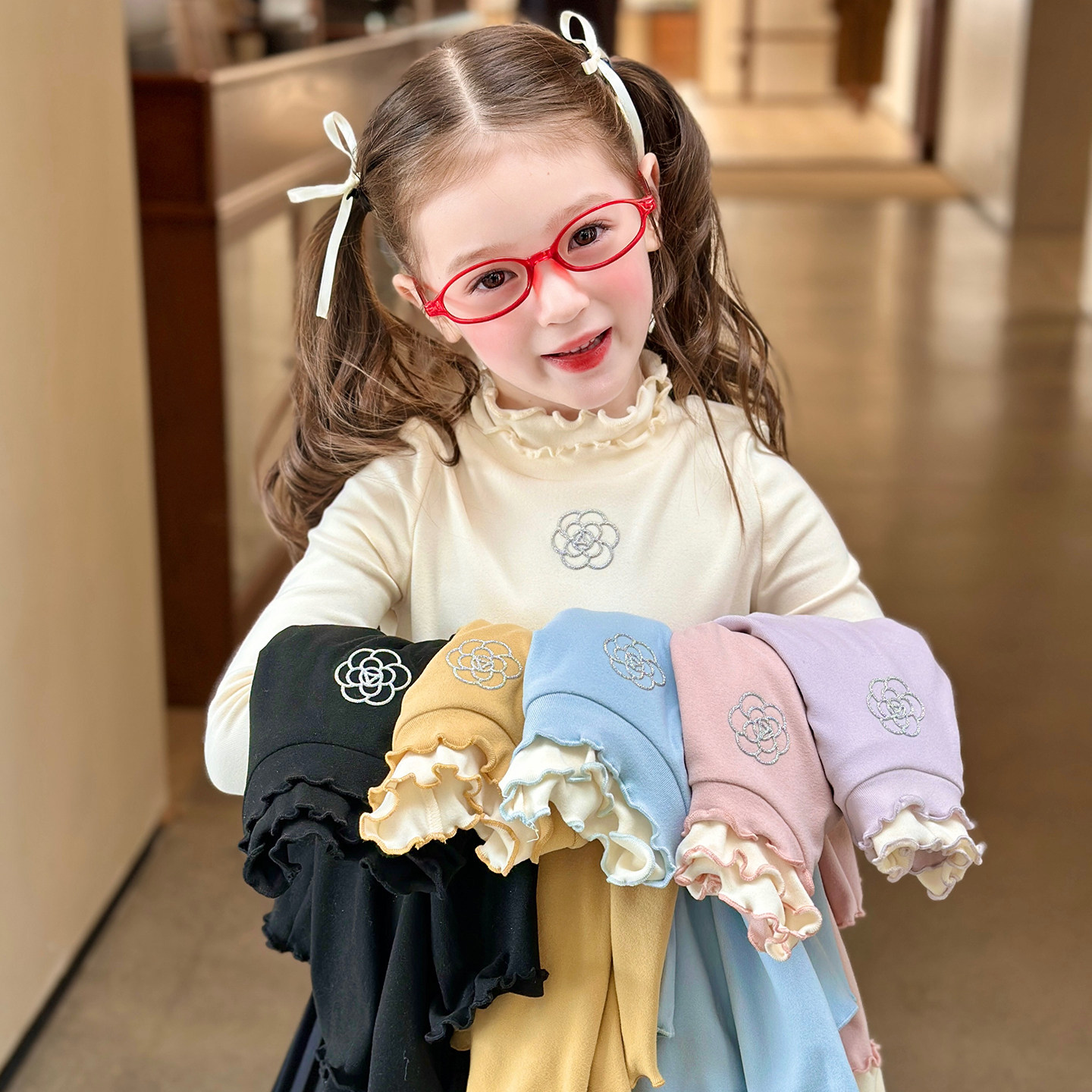 栀了成长记童装女童百搭德绒打底衫2025冬季儿童花边高领修身上衣,童装/婴儿装/亲子装,T恤,淘宝优惠券,粉丝福利购,淘宝优惠卷