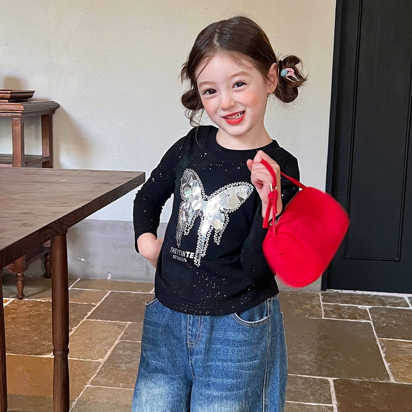 栀了成长记女童装韩版蝴蝶亮片T恤秋季新款儿童女宝百搭长袖上衣,童装/婴儿装/亲子装,T恤,淘宝优惠券,粉丝福利购,淘宝优惠卷