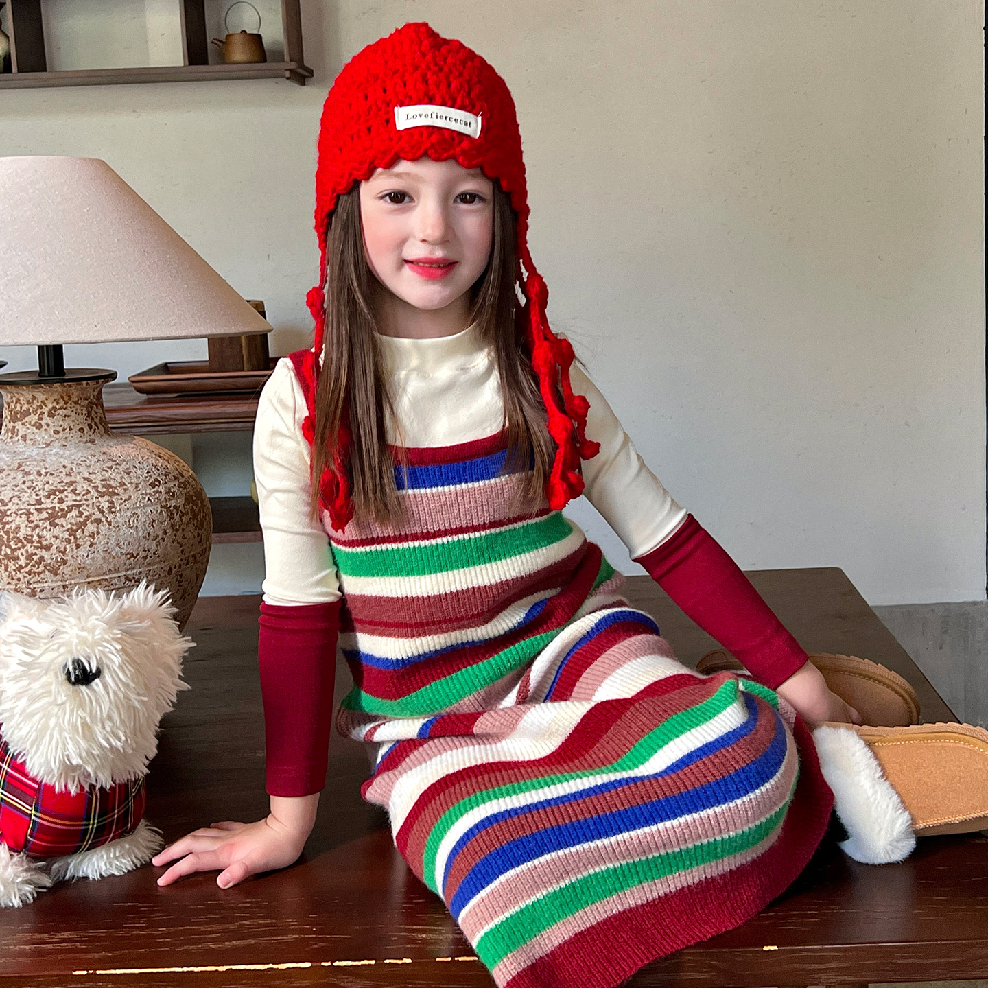 栀了成长记女童针织吊带裙