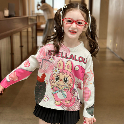 栀了成长记女童秋季甜美卡通毛衣