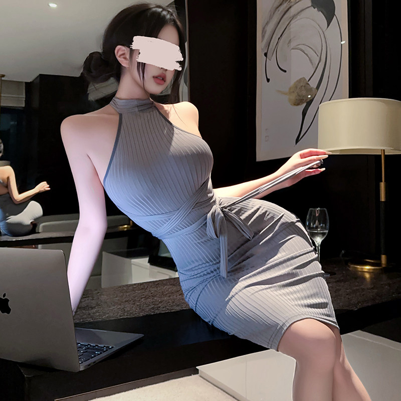 2026新款性感御姐秘书绑带纯欲收腰连身包臀裙女夜店制服禁欲睡衣