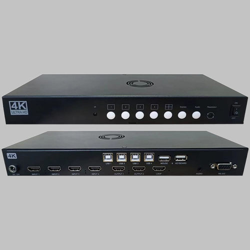 进口高端方案4K60HZ四画面分割器屏幕缩放叠加漫游穿越VM无缝切换